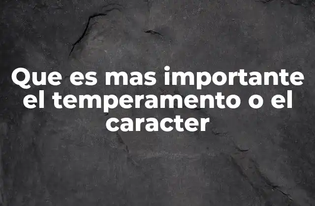 Que es mas Importante el Temperamento o el Caracter