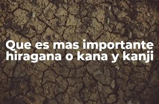 Que es mas Importante Hiragana o Kana y Kanji