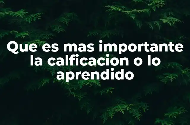 Que es mas Importante la Calficacion o Lo Aprendido