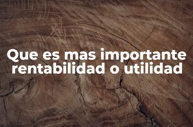 Que es mas Importante Rentabilidad o Utilidad