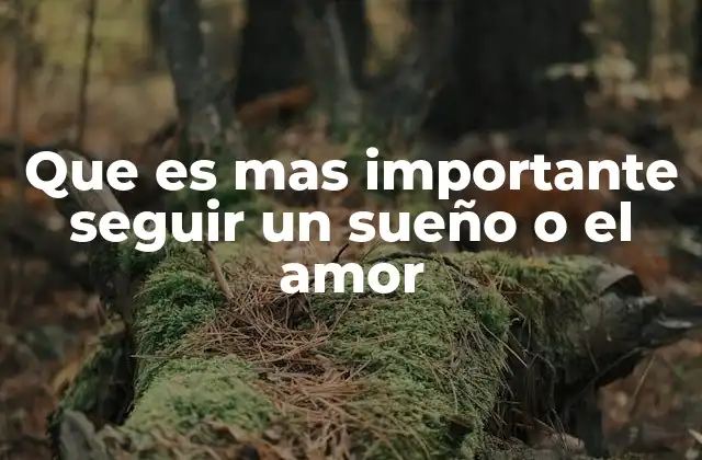 Que es mas Importante Seguir un Sueño o el Amor