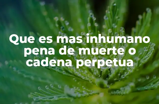 Que es mas Inhumano Pena de Muerte o Cadena Perpetua