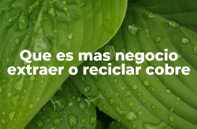 Que es mas Negocio Extraer o Reciclar Cobre