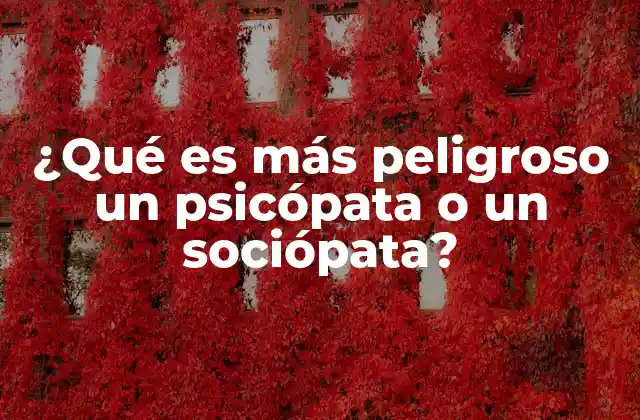 ¿qué es Más Peligroso un Psicópata o un Sociópata?