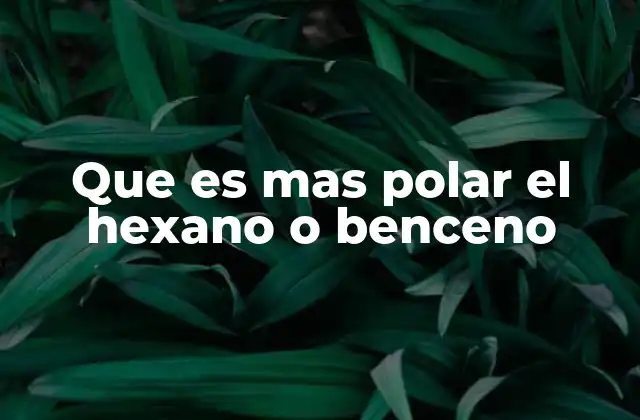 Que es mas Polar el Hexano o Benceno