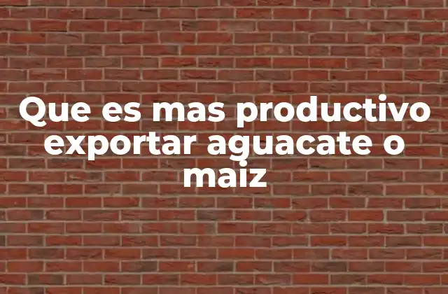 Que es mas Productivo Exportar Aguacate o Maiz