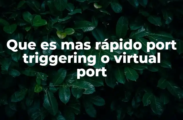 Que es mas Rápido Port Triggering o Virtual Port