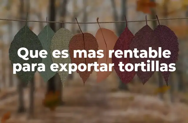 Que es mas Rentable para Exportar Tortillas