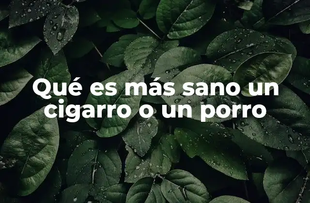 Qué es Más Sano un Cigarro o un Porro