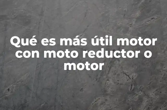 Qué es Más Útil Motor con Moto Reductor o Motor