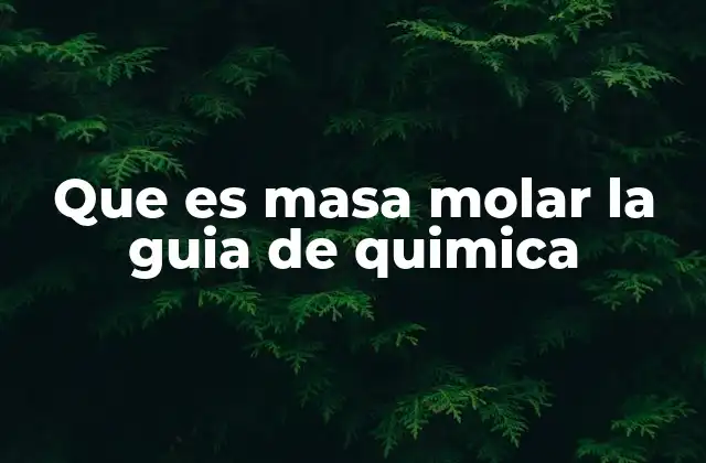 Que es Masa Molar la Guia de Quimica