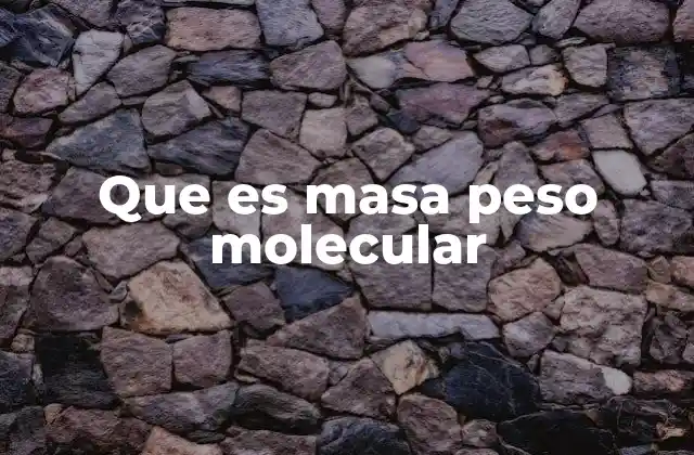 Que es Masa Peso Molecular