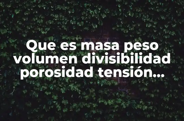 Que es Masa Peso Volumen Divisibilidad Porosidad Tensión Flexion