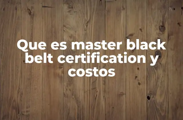 Que es Master Black Belt Certification y Costos