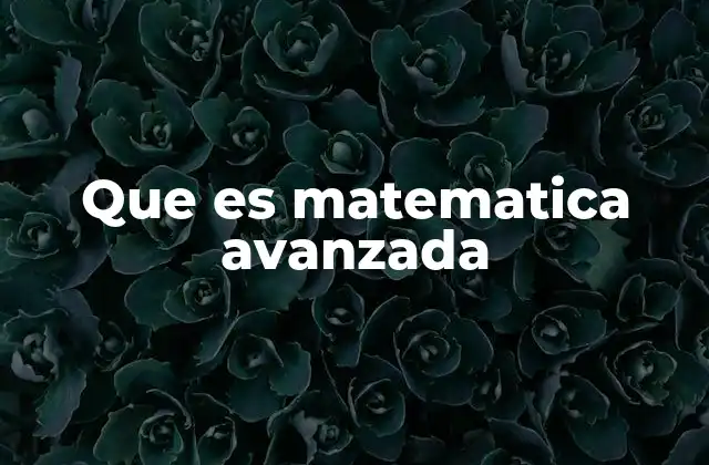 Que es Matematica Avanzada