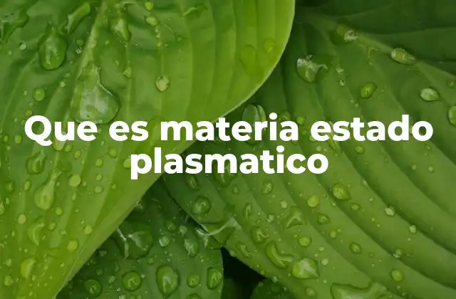 Que es Materia Estado Plasmatico