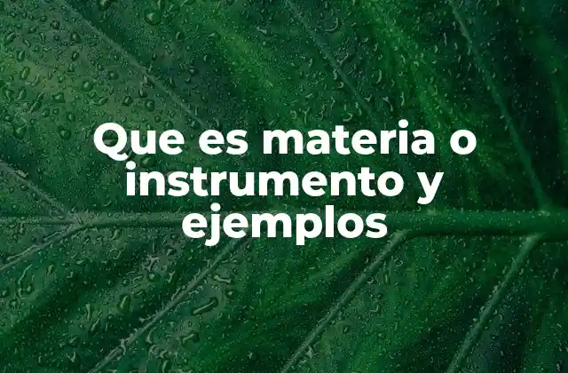 Que es Materia o Instrumento y Ejemplos