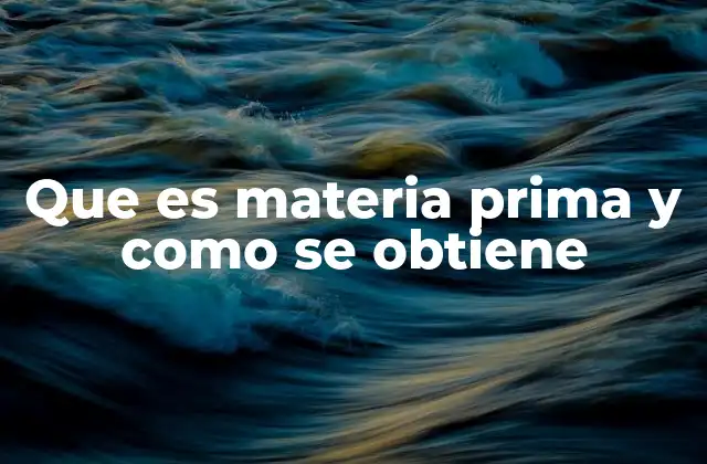 Que es Materia Prima y como Se Obtiene