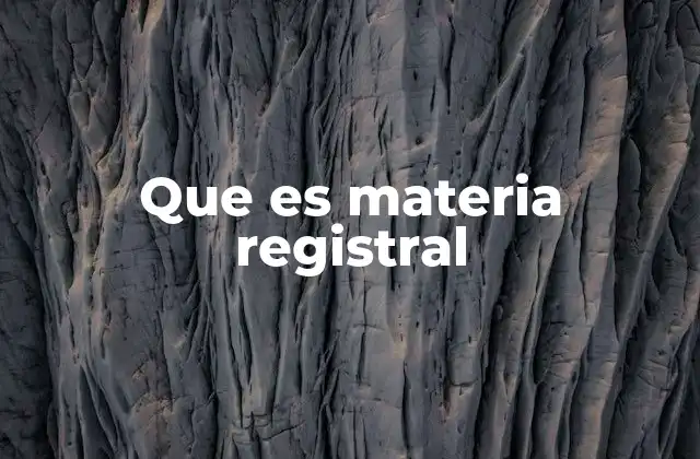 Que es Materia Registral