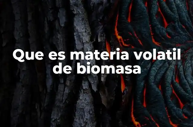 Que es Materia Volatil de Biomasa