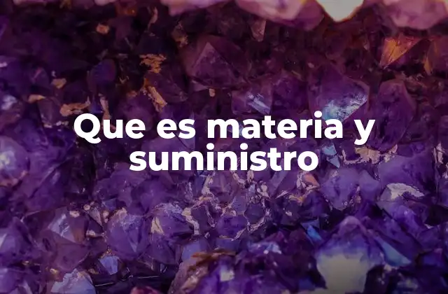 Que es Materia y Suministro