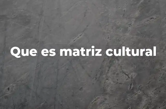 Que es Matriz Cultural