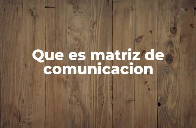 Que es Matriz de Comunicacion