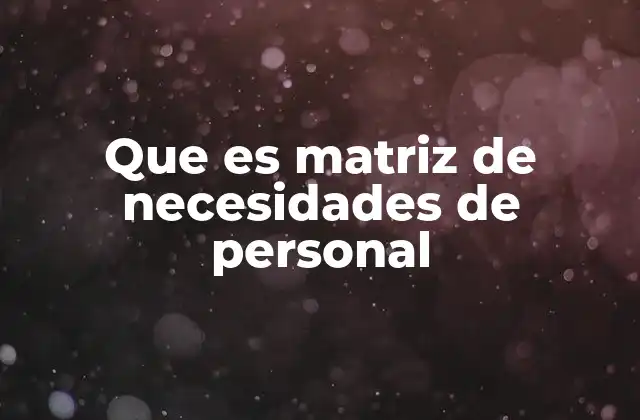 Que es Matriz de Necesidades de Personal