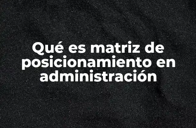Qué es Matriz de Posicionamiento en Administración