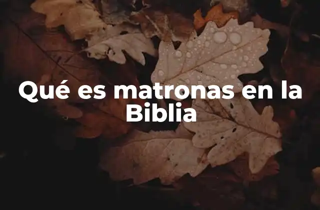 Qué es Matronas en la Biblia