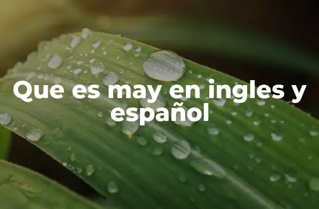 Que es May en Ingles y Español