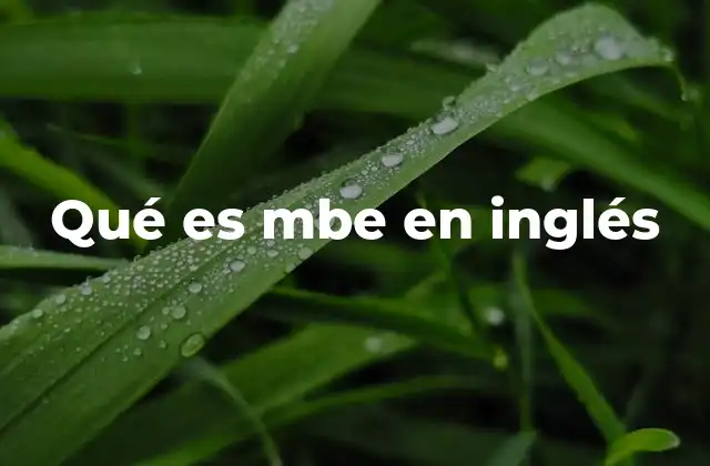 Qué es Mbe en Inglés