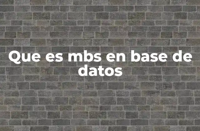 Que es Mbs en Base de Datos