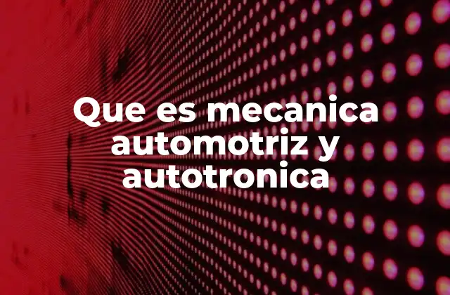 Que es Mecanica Automotriz y Autotronica