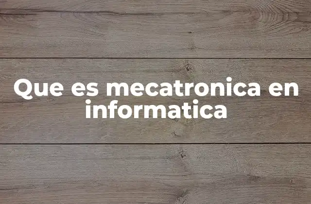 Que es Mecatronica en Informatica