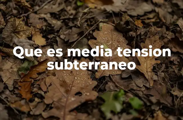 Que es Media Tension Subterraneo