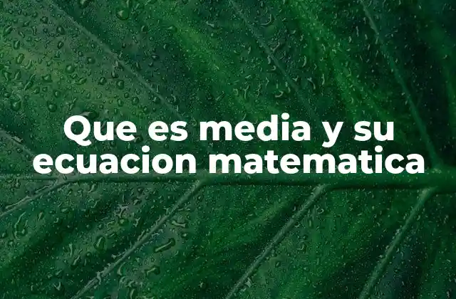 Que es Media y Su Ecuacion Matematica