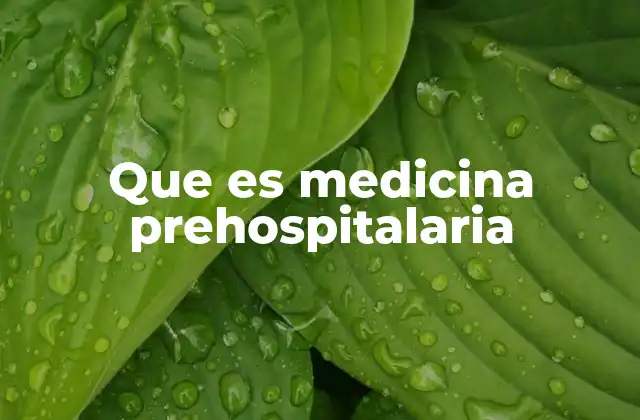 Que es Medicina Prehospitalaria