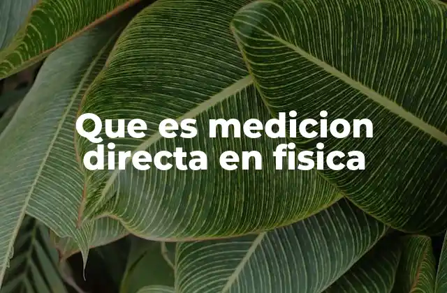 Que es Medicion Directa en Fisica