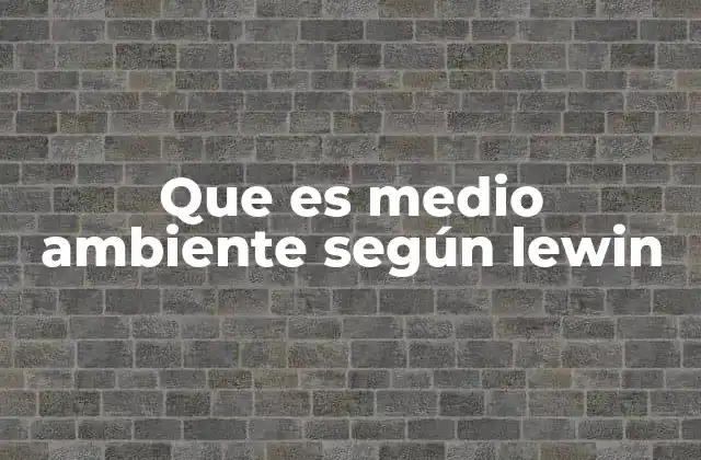Que es Medio Ambiente según Lewin