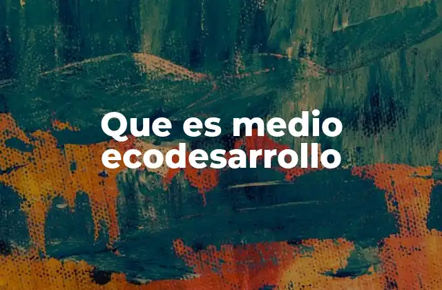 Que es Medio Ecodesarrollo