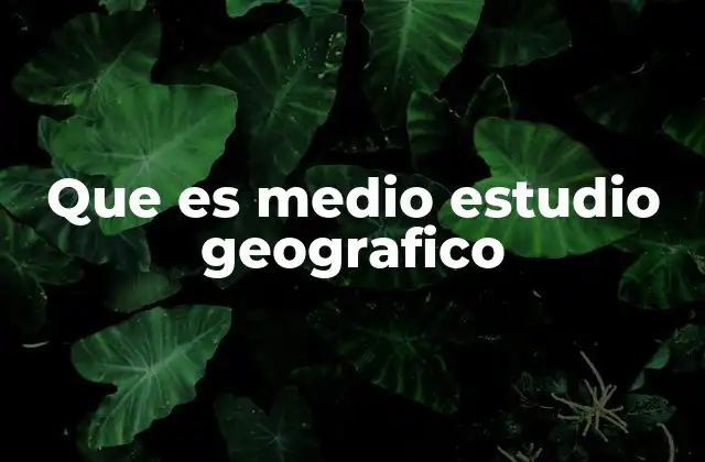 Que es Medio Estudio Geografico