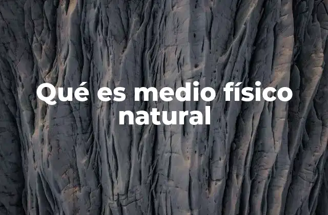 Qué es Medio Físico Natural