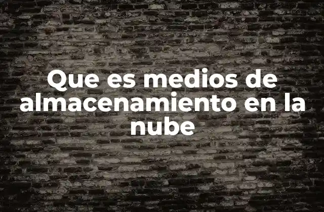 Que es Medios de Almacenamiento en la Nube