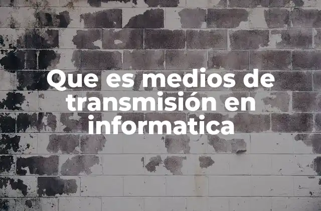 Que es Medios de Transmisión en Informatica