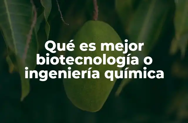 Qué es Mejor Biotecnología o Ingeniería Química