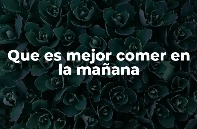 Que es Mejor Comer en la Mañana