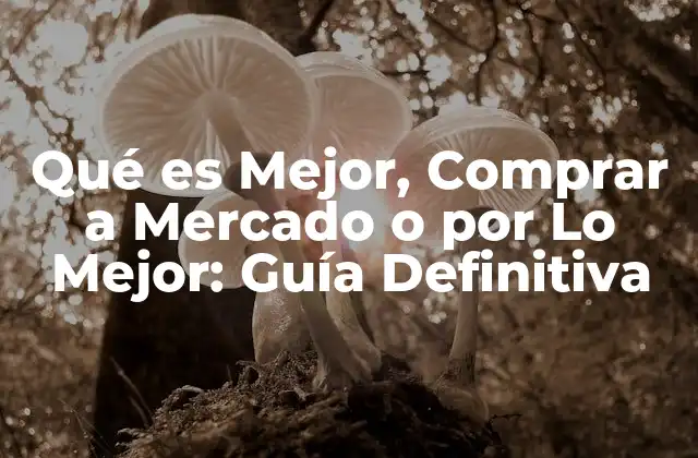 Qué es Mejor, Comprar a Mercado o por Lo Mejor: Guía Definitiva