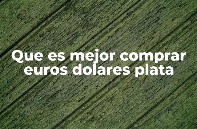 Que es Mejor Comprar Euros Dolares Plata
