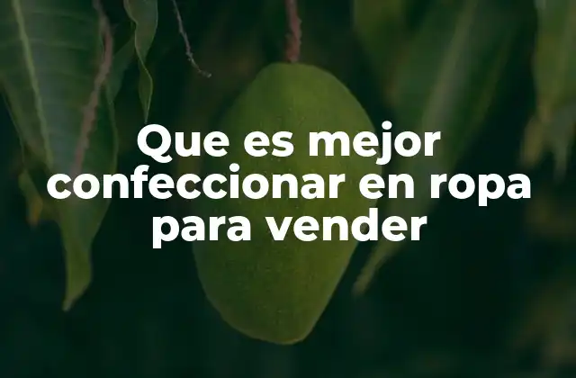 Que es Mejor Confeccionar en Ropa para Vender